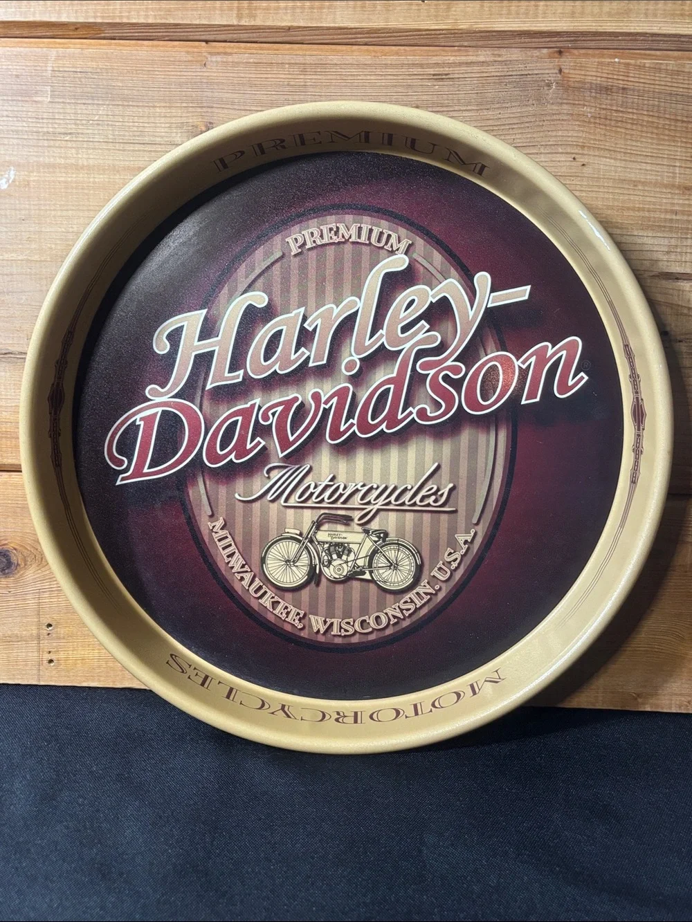 Harley-Davidson Premium Motorcycles Round Metal Bar Tray - Milwaukee Wisconsin